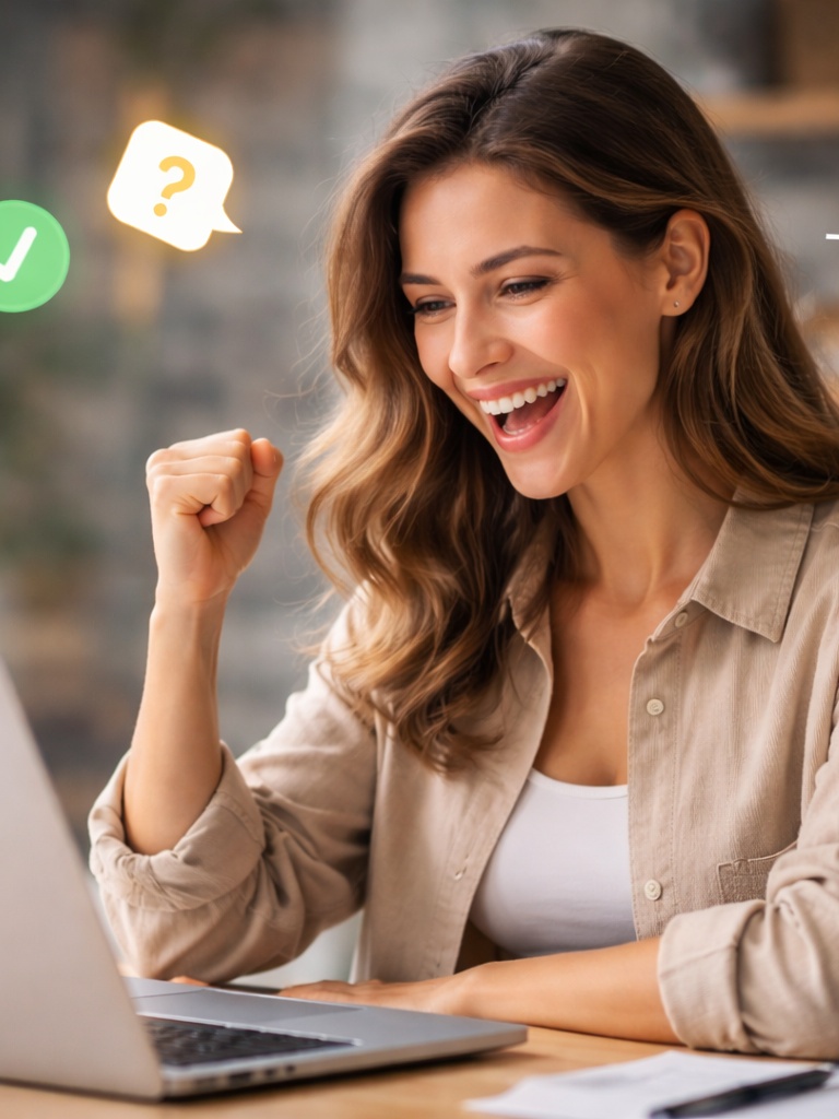 Personne qui répond à un quiz avec enthousiasme