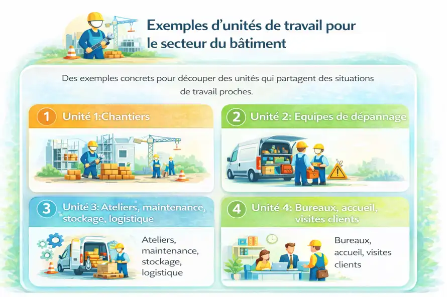 Tableau : exemples d’unités de travail par secteur