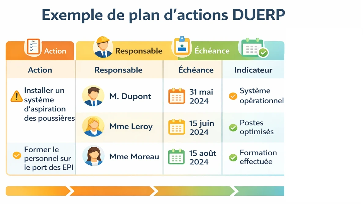 Exemple : plan d’actions DUERP
