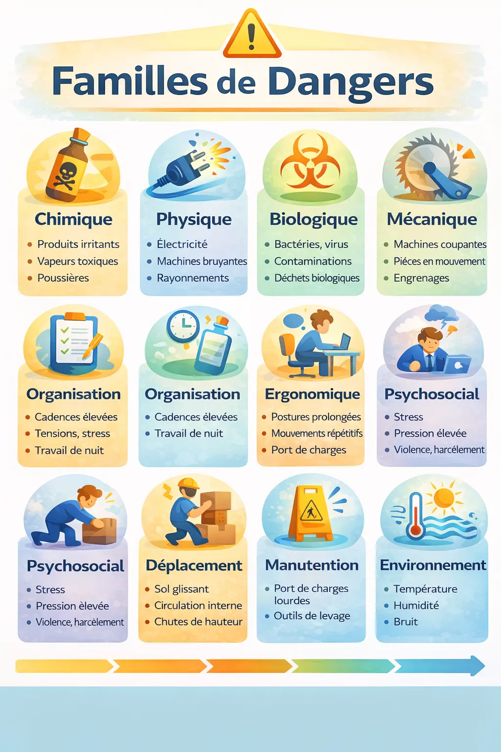 Visuel : familles de dangers en dix catégories